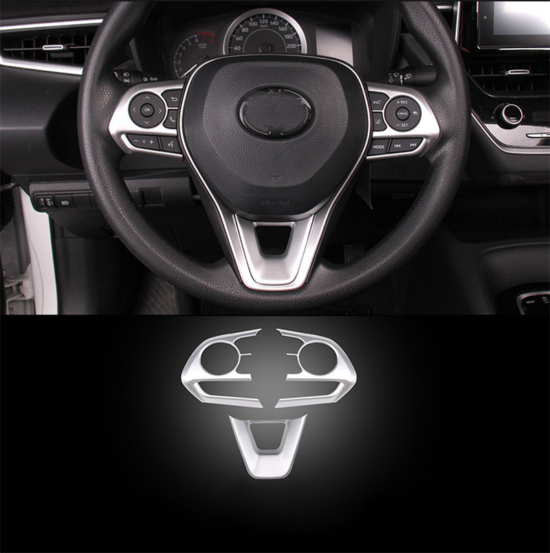 3for Toyota for Corolla 2019-2023 Matte Silver ABS Steering Wheel Button Cover Trim