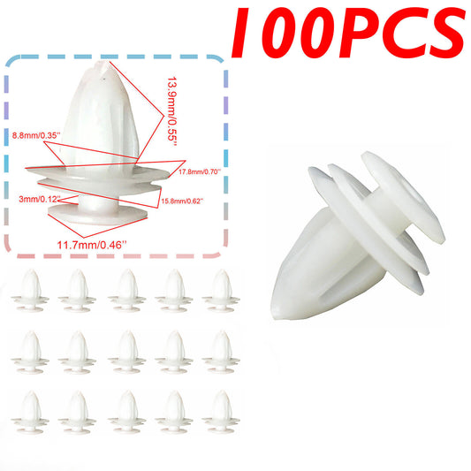 100PCS Car Door Trim Fastener Retainer Panel White Clips for 90467-10161 for Toyota