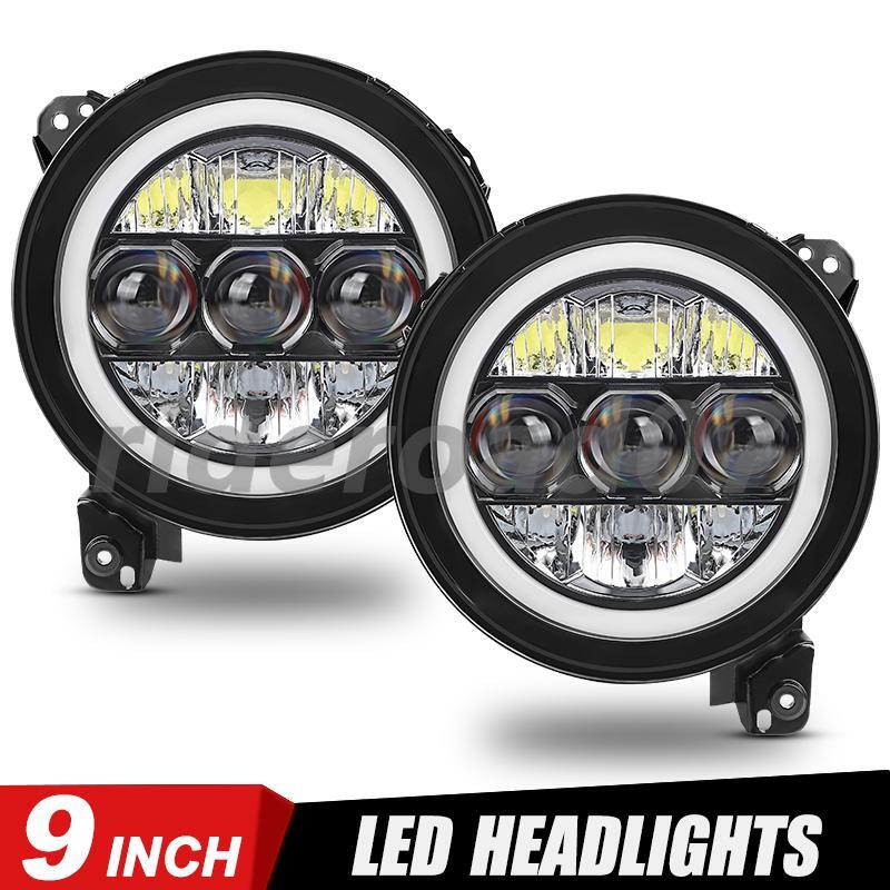 9 Round LED Headlights Fit for Jeep for Wrangler JL Gladiator JT 2018-2023
