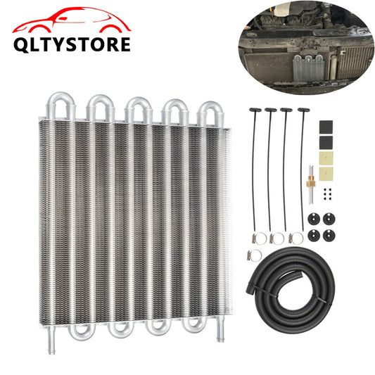 10 Rows Aluminum Remote Transmission Oil Cooler Radiator Converter Kit Silver Q