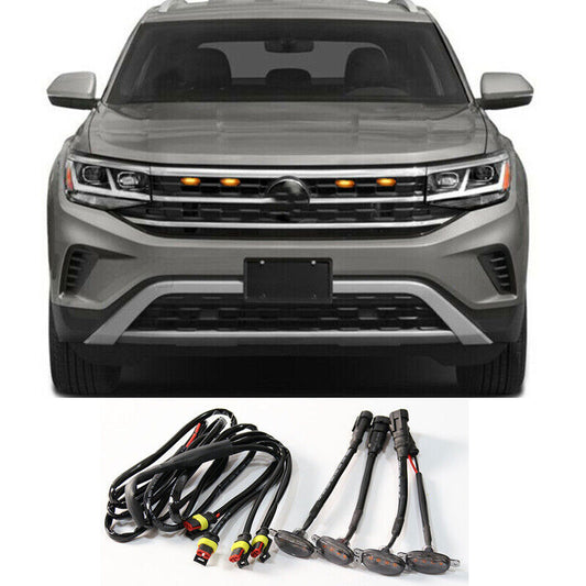 for VW Atlas Cross Sport 2016-2024 smoke Style Grill LED Marker Light Kit