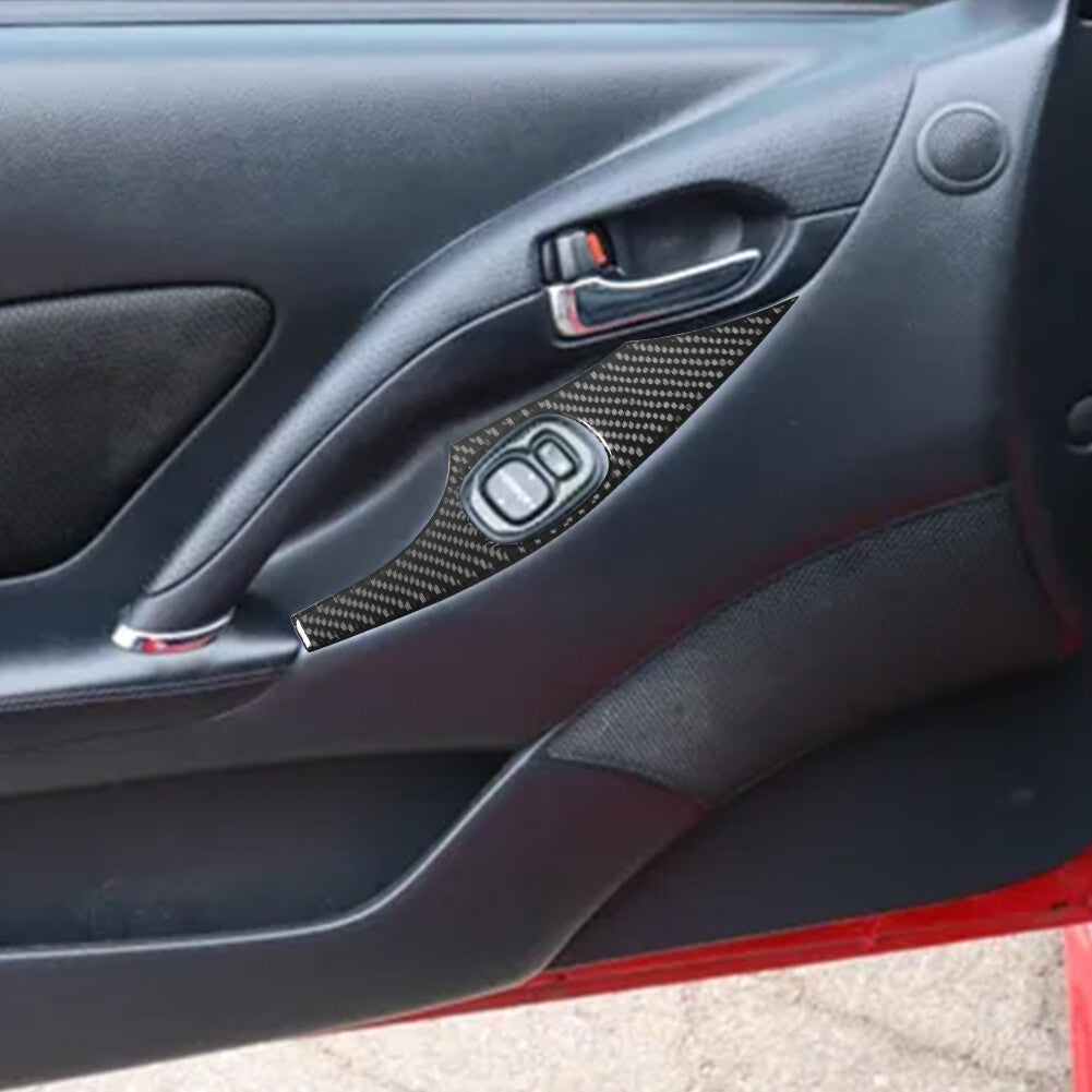 2Pcs Carbon Fiber Interior Rear Door Sill Accent Cover Trim for Model Y /3 v