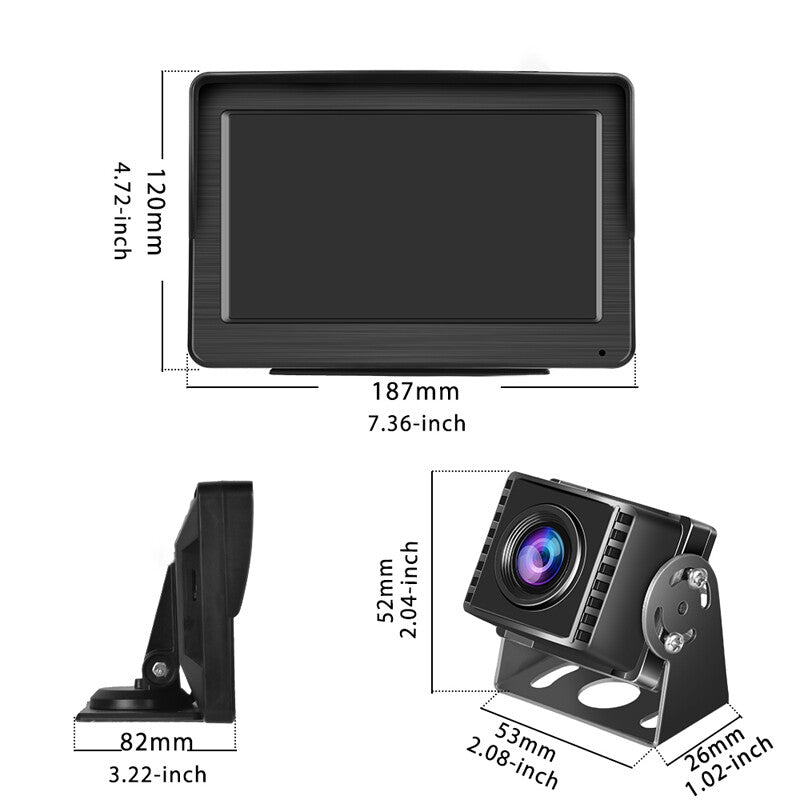 Digital car backup camera + 7-inch display rearview and reverse night vision parking kit - n