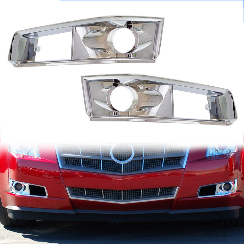 Pair Front Fog Lamp Frame Daytime Running Lamp Cover for Cadillac CTS 2008-2012 v