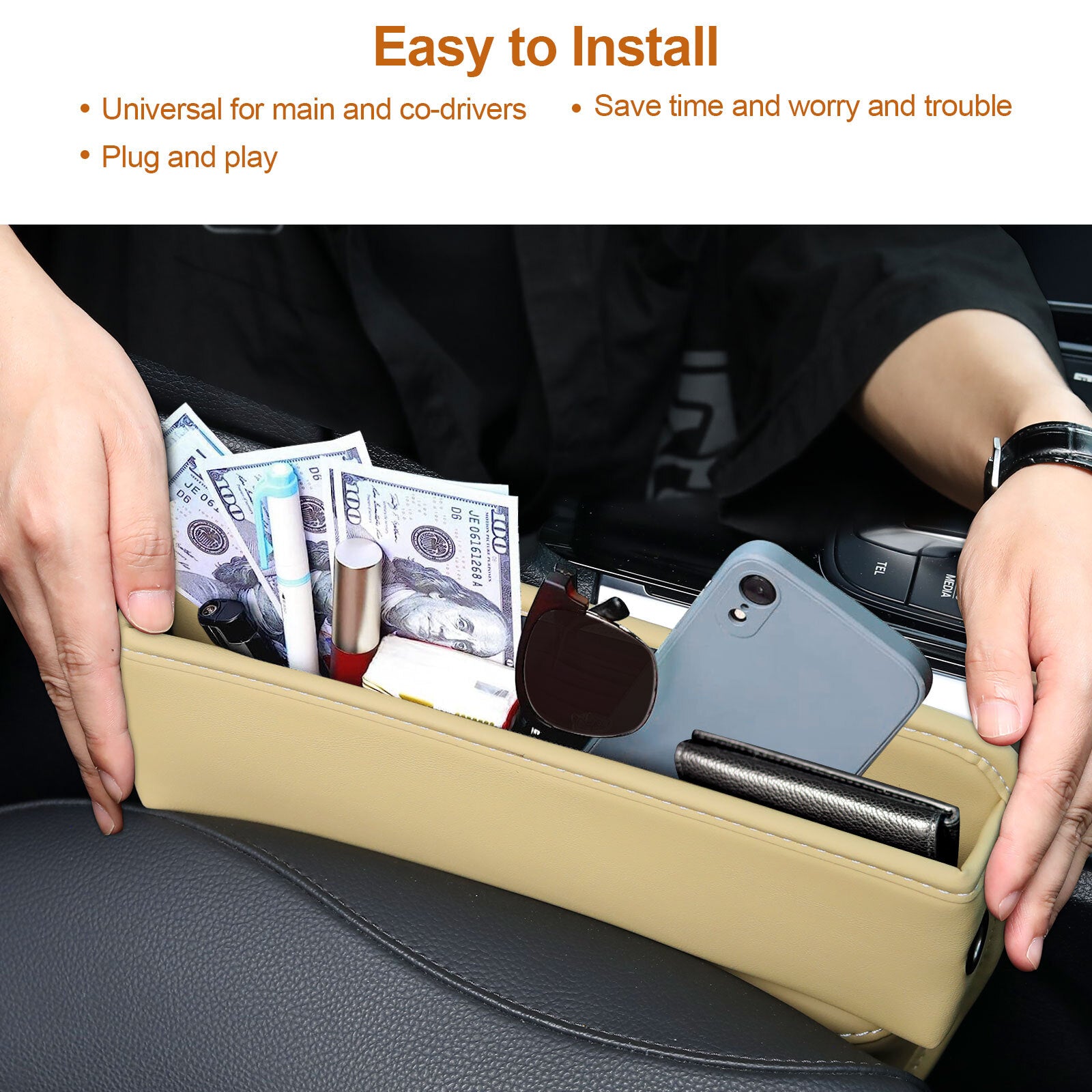 Car for Seat Side Pocket Organizer Crevice Gap Filler Storage Box Auto Accessories