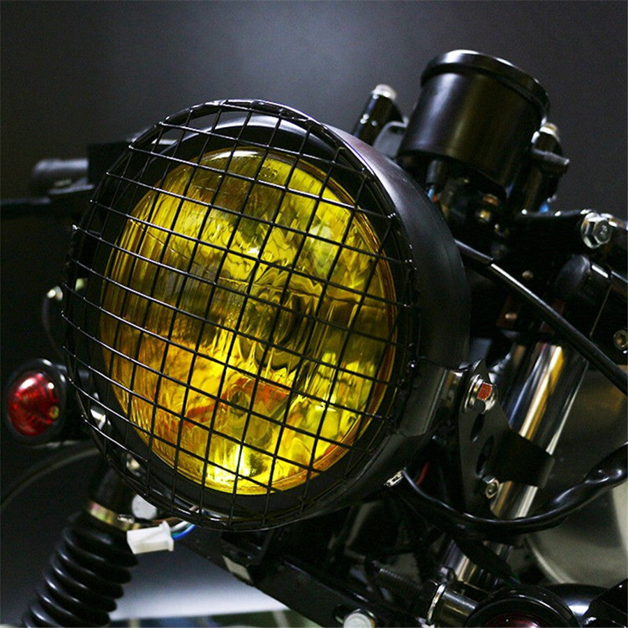 6.5in Motorcycle Headlight Cover Metal Square Grille Guard Protector Accessories Q