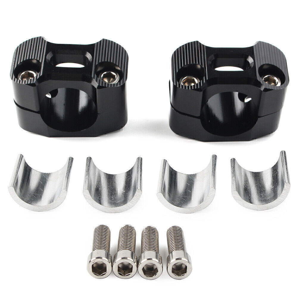 Black Handlebar Clamps Mount Bar Risers Adapter 7/8''-1 1/8'' for Dirt Bike ATV Q