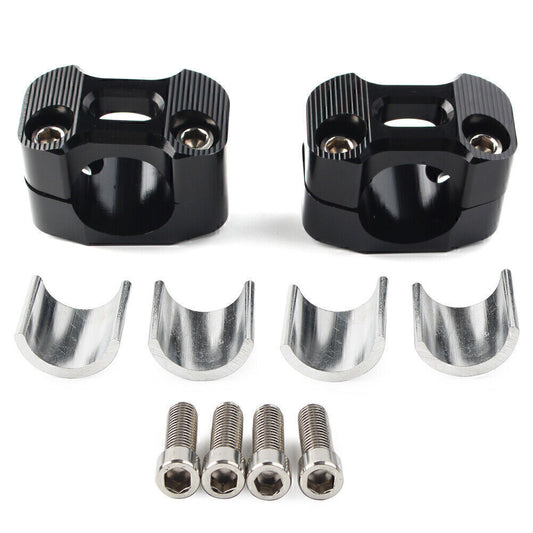 Black Handlebar Clamps Mount Bar Risers Adapter 7/8''-1 1/8'' for Dirt Bike ATV Q