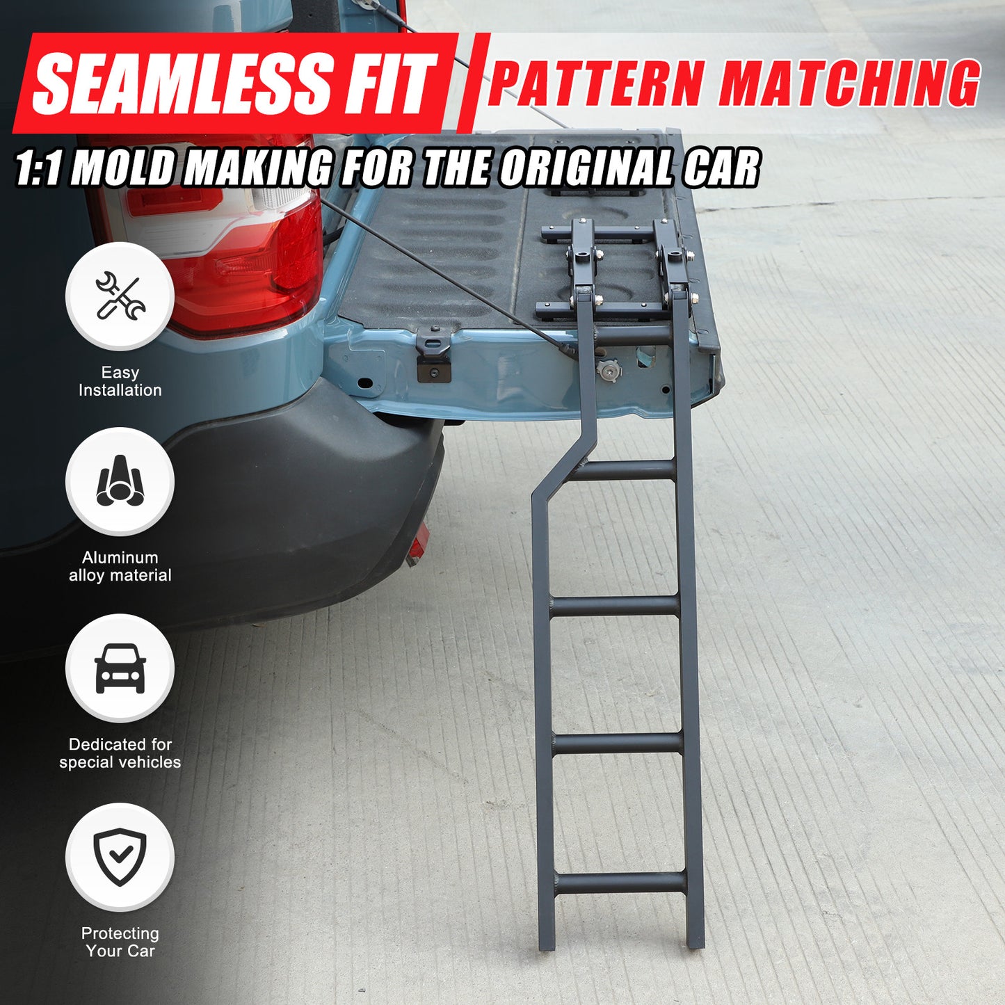 Foldable foot-operated tailgate ladder for pickup trucks, perfect for the  for ford  Maverick 2022 - 2024 Q