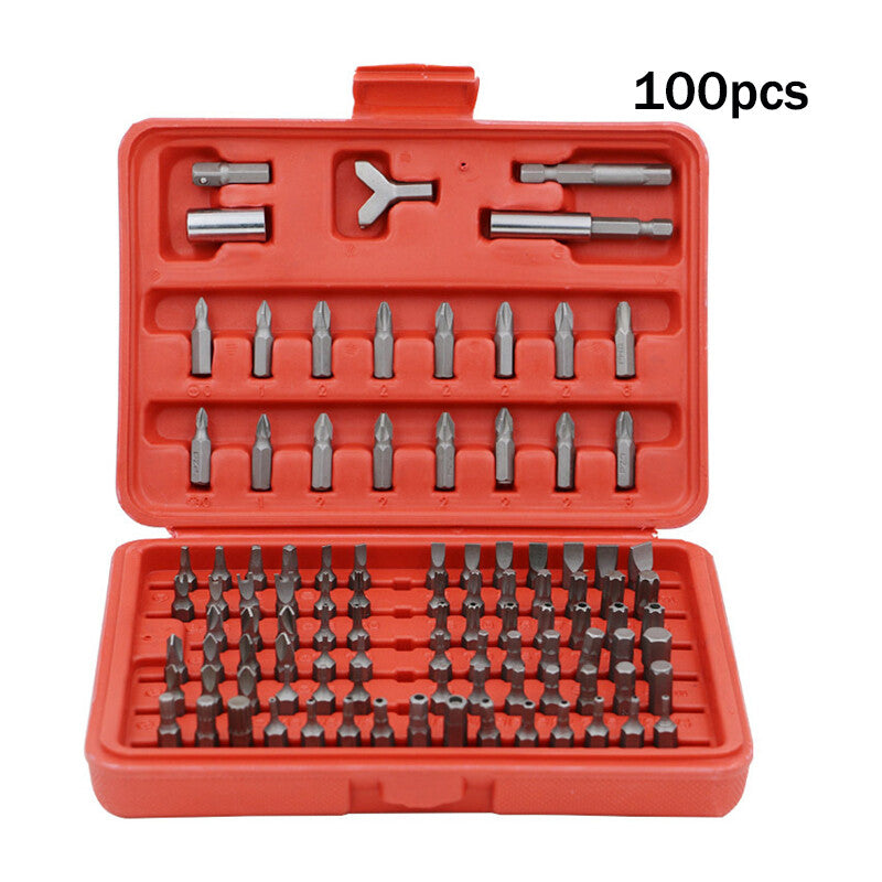 100-piece multi-screwdriver and drill bit set, hand tool box, drilling machine cover, safety - n