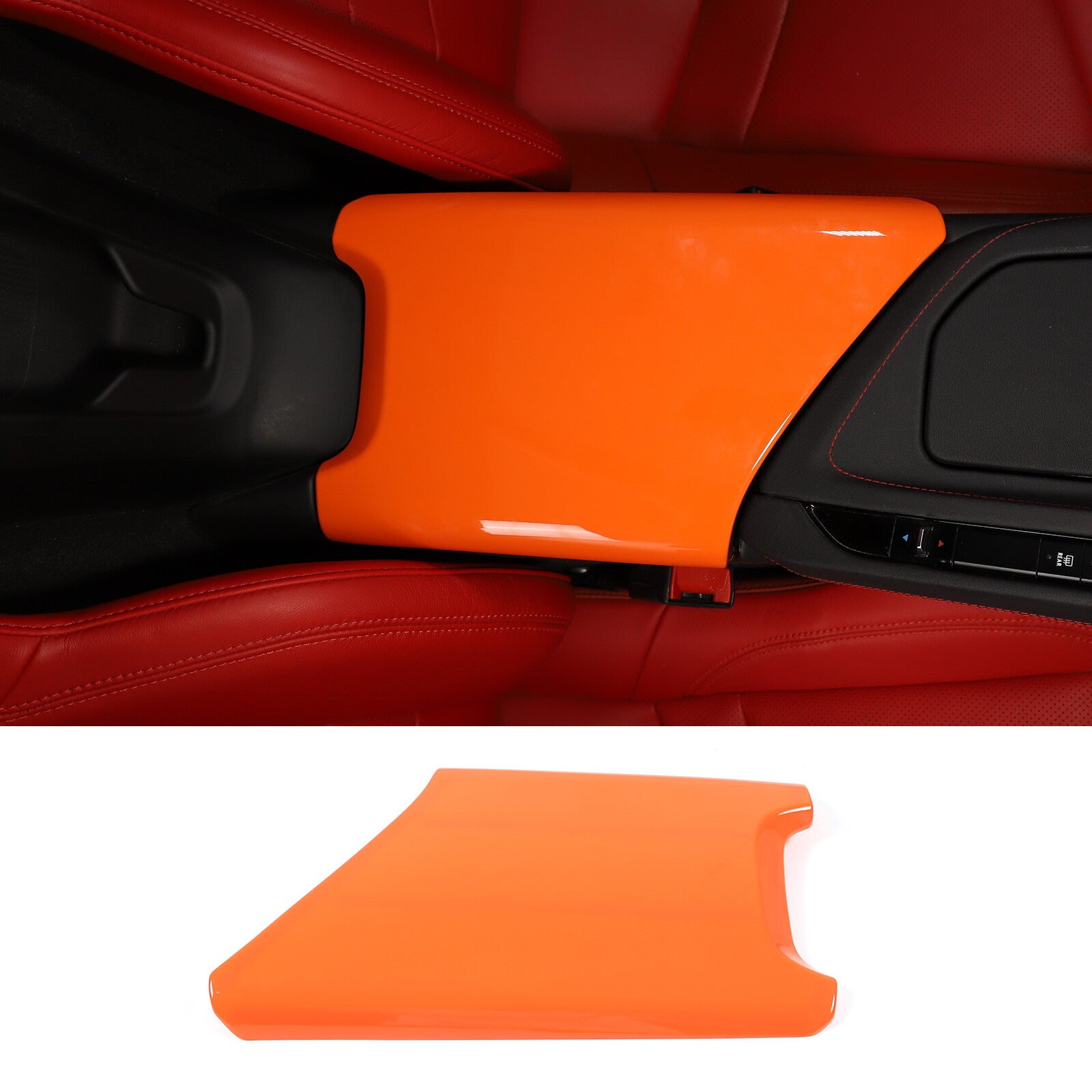 Orange console armrest storage box cover trim for Corvette C8 Z51 Z06 2020-2024