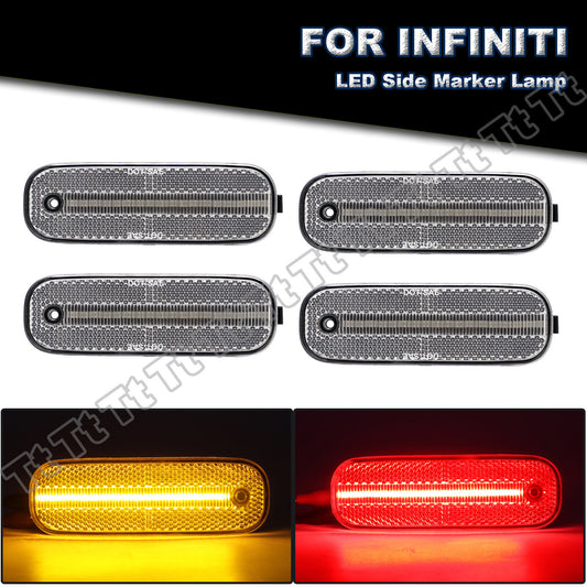 Amber Red LED Front and Rear Bumper Side Marker Lights for 1991 - 2002 for Infiniti G20 - v