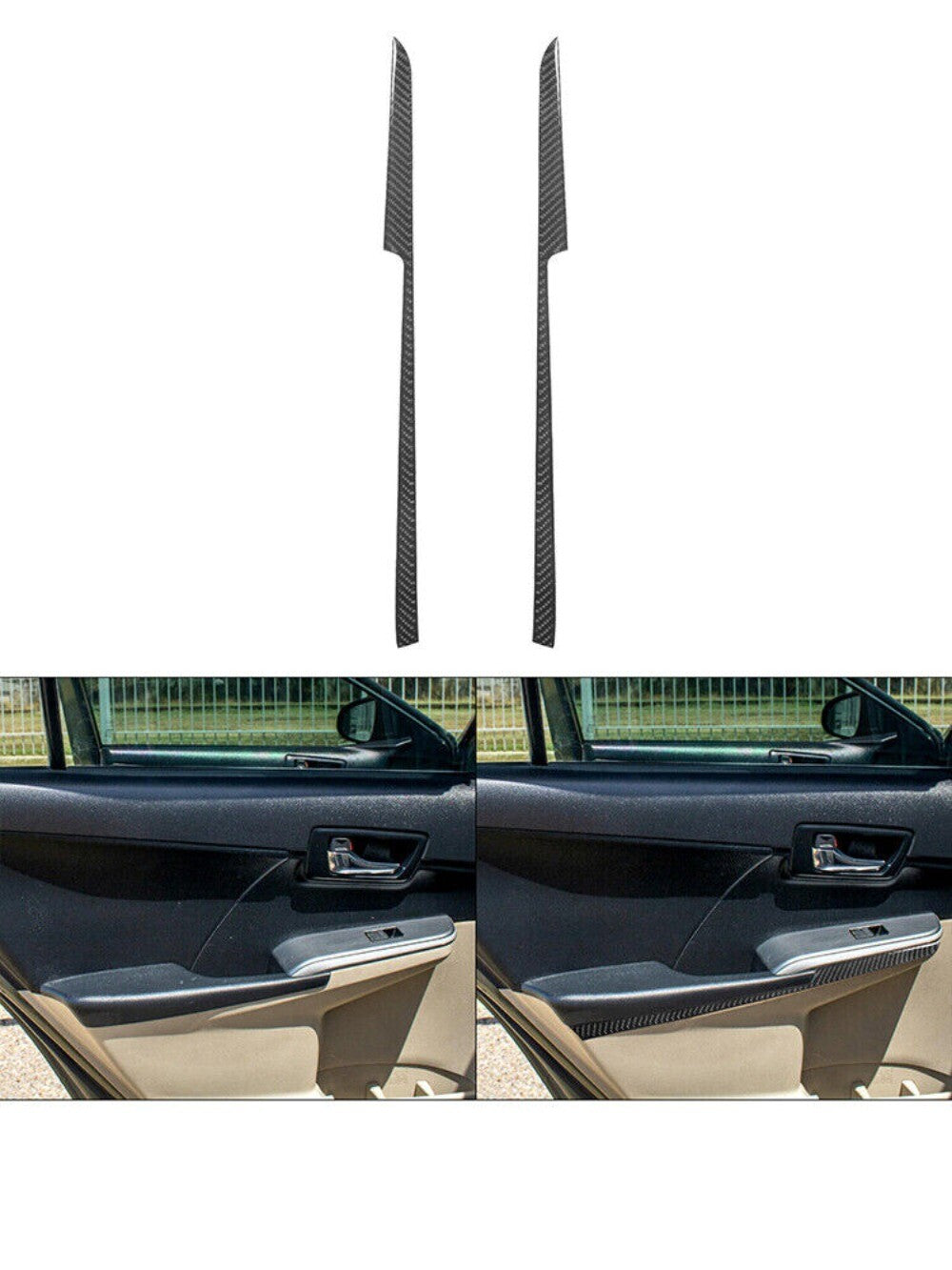 2x Carbon Fiber Interior Rear Door Panel Cover Trim Strip for Camry 12-14 n