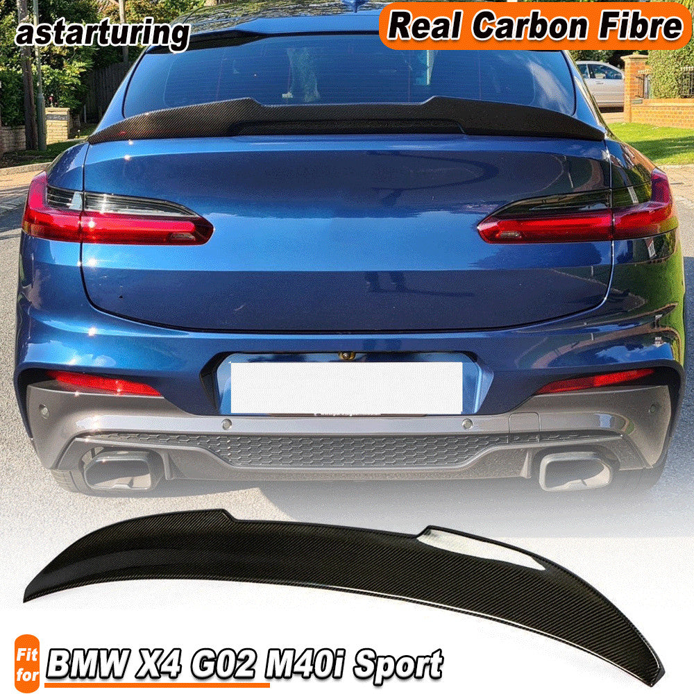 Fit for BMW X4 G02 M40i Sport 2018-2020 REAL CARBON Rear Trunk Spoiler Boot Wing