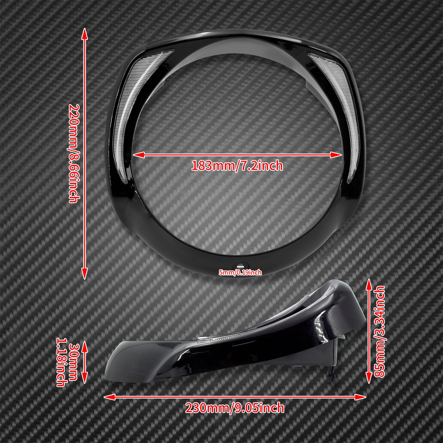 Black 7'' LED Headlight Bezel Batwing Fairing Cover Fit for Harley Touring 2014 Q