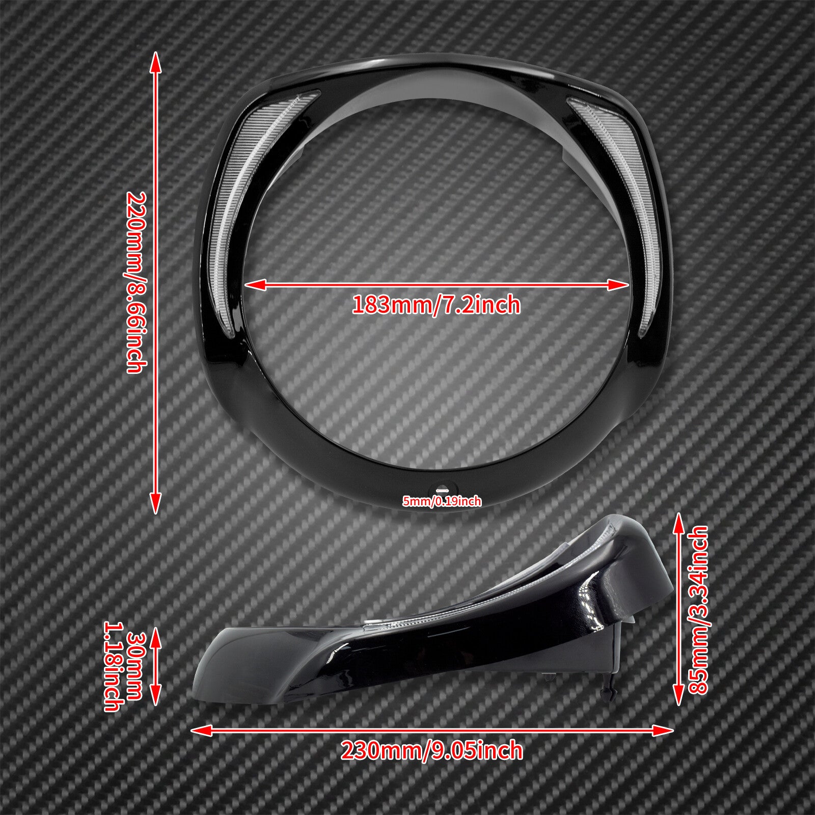 Black 7'' LED Headlight Bezel Batwing Fairing Cover Fit for Harley Touring 2014 Q
