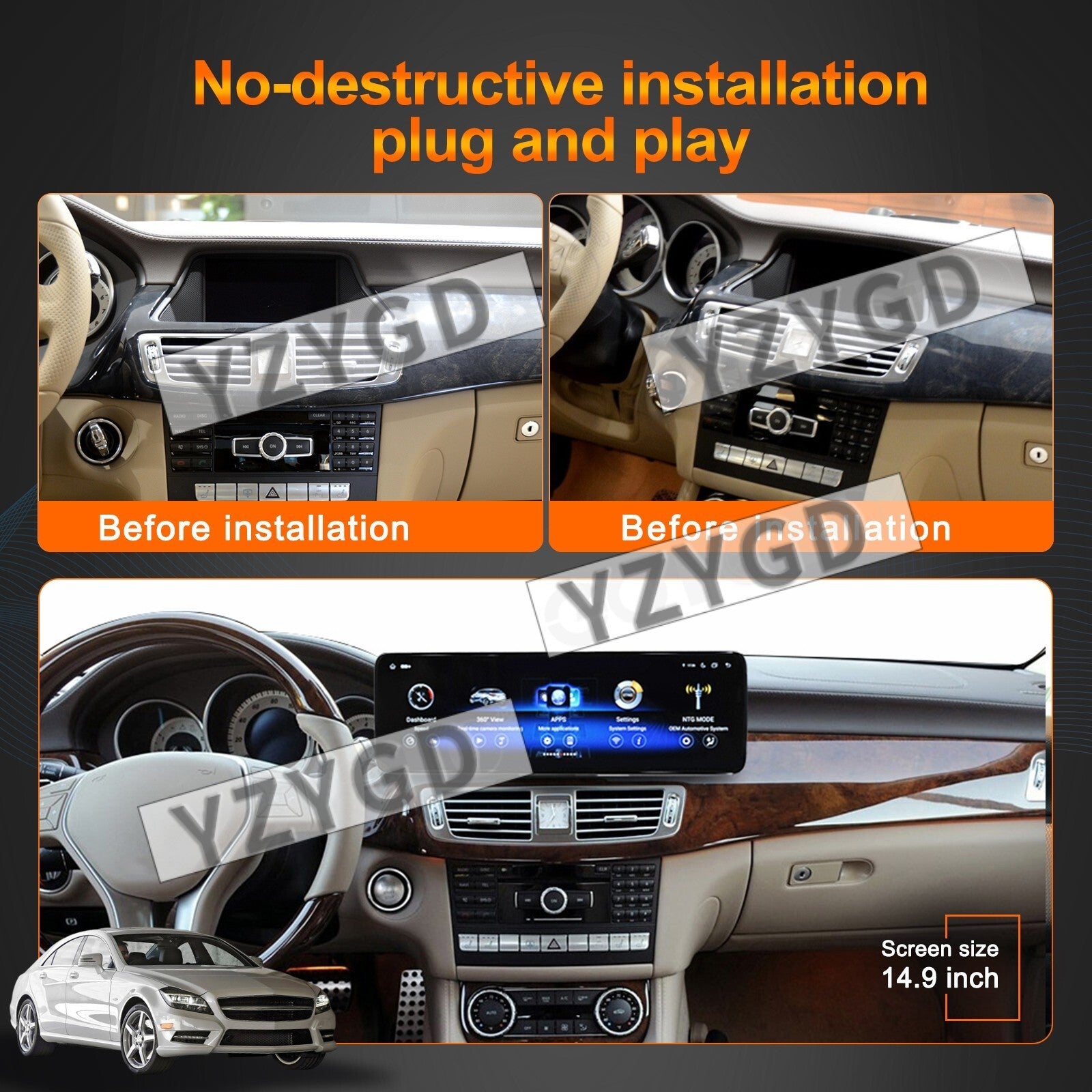 14.9Car Radio GPS Navi for Mercedes for Benz CLS 2010 2011 Stereo Android CarPlay