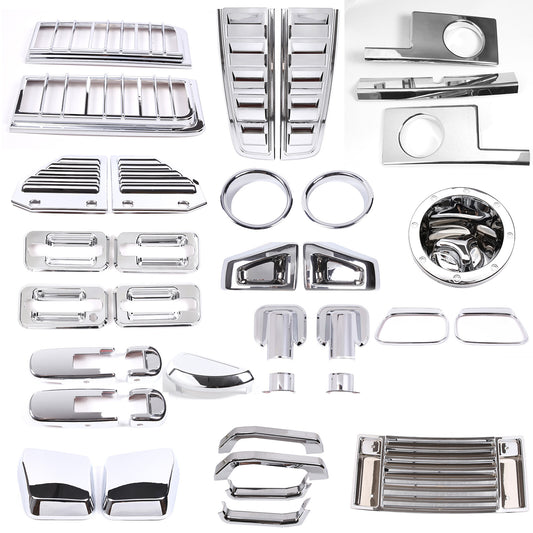 37-piece CHROME COVER TRIM HOOD side vent and taillight trim for Hummer H2 03-09