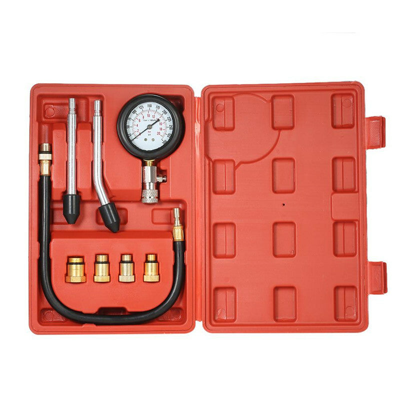 Car Petrol Gas Engine Cylinder Pressure Gauge Tester M10 M12 M14 M18 Adapter Kit