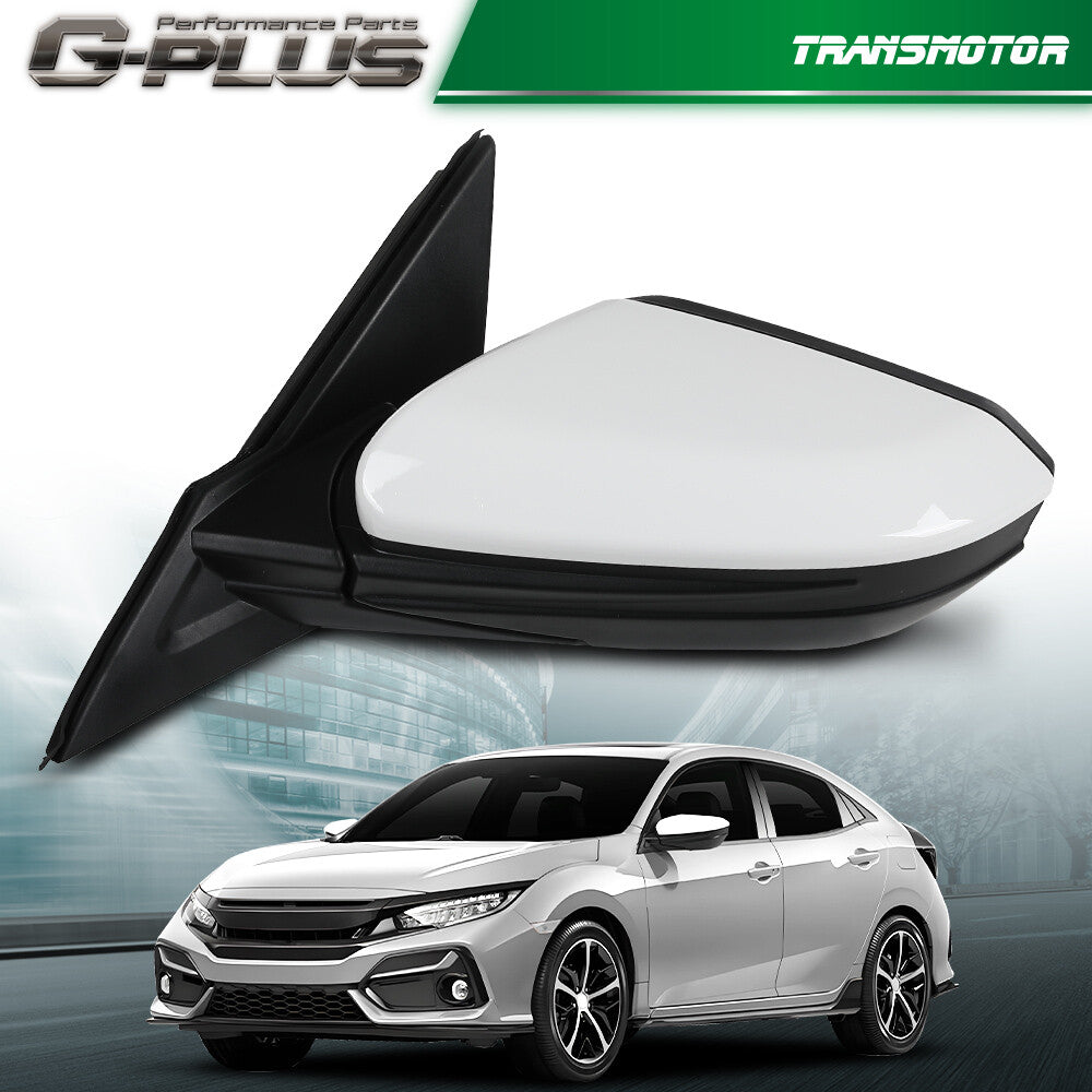 Left Driver Side Mirror Assembly White Fits for Honda for Civic Coupe 2016-2021- v