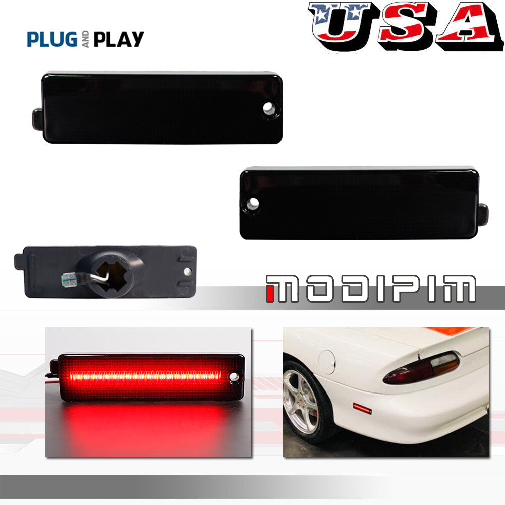 Pack Smoke Lens Red LED Side Marker Lights for 1993 - 2002 for Camaro Rear Bumper - v