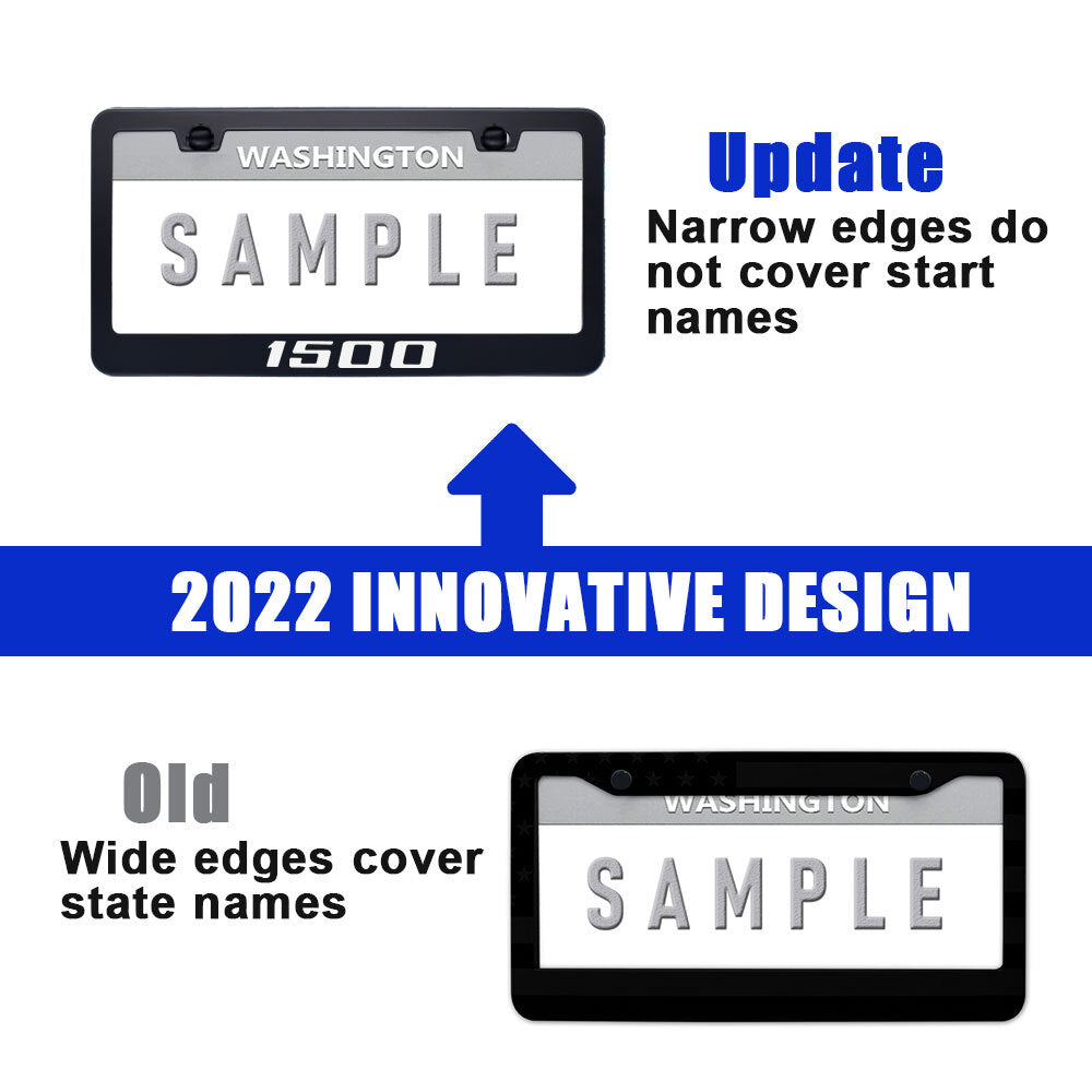 Metal license plate label frame black protective cover for Dodge for Ram 1500 Crew Cab pickups - n