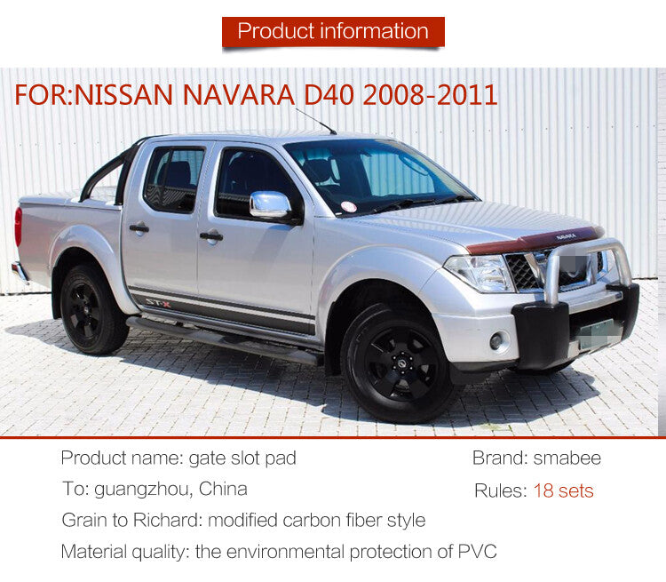 Gate Slot Cup Pad for NISSAN NAVARA D40 2008-2012 4DR Accessories Anti-Slip Mats