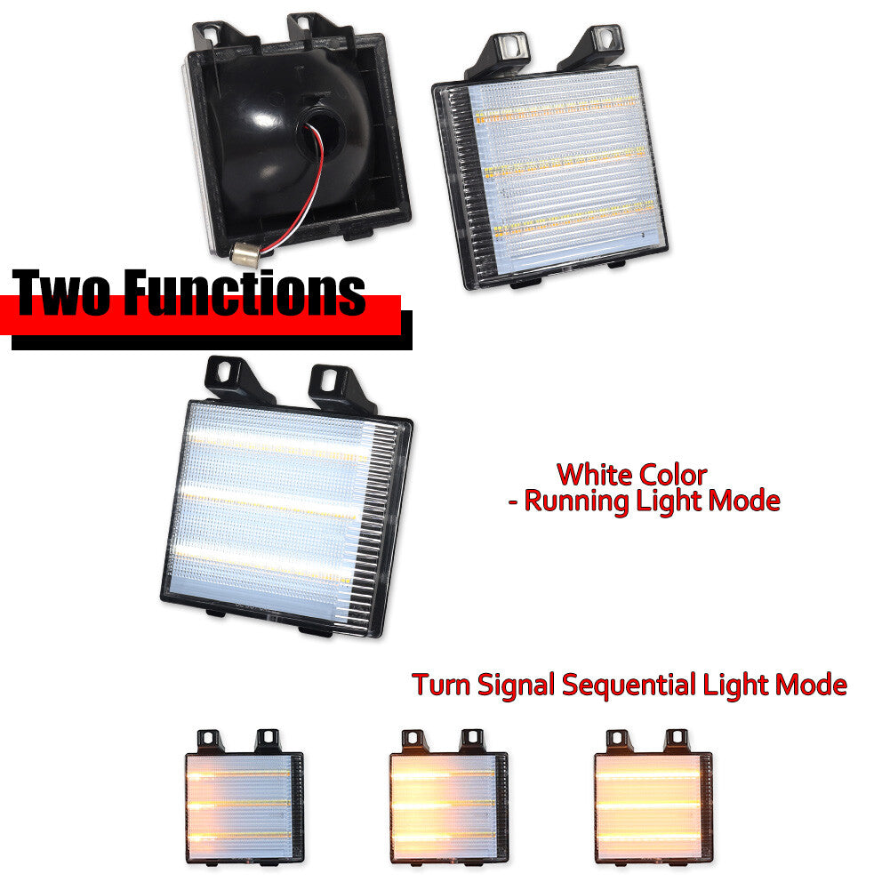 2pcs Clear Lens Dynamic Amber and White DRL Signal Lights for for GMC Pickup Trucks - v