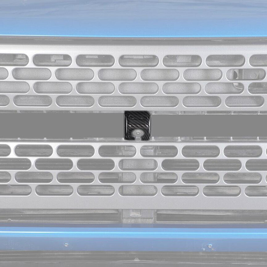 Fit For 2021-2024 Bronco Carbon Front Center Grill Insert Camera Cover Trim v