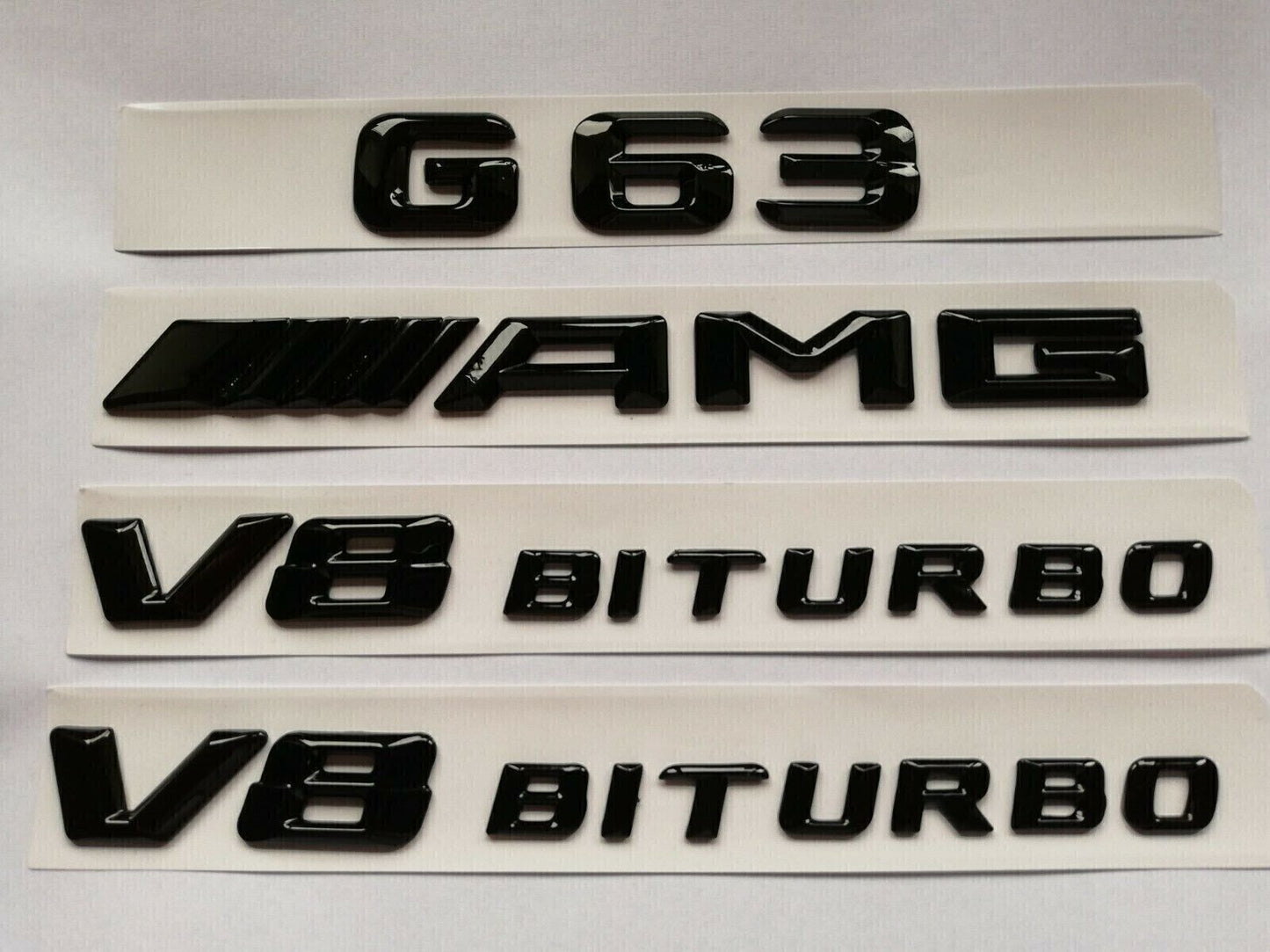 GLOSS BLACK BADGES FOR G-CLASS G63+AMG+V8 BITURBO EMBLEMS