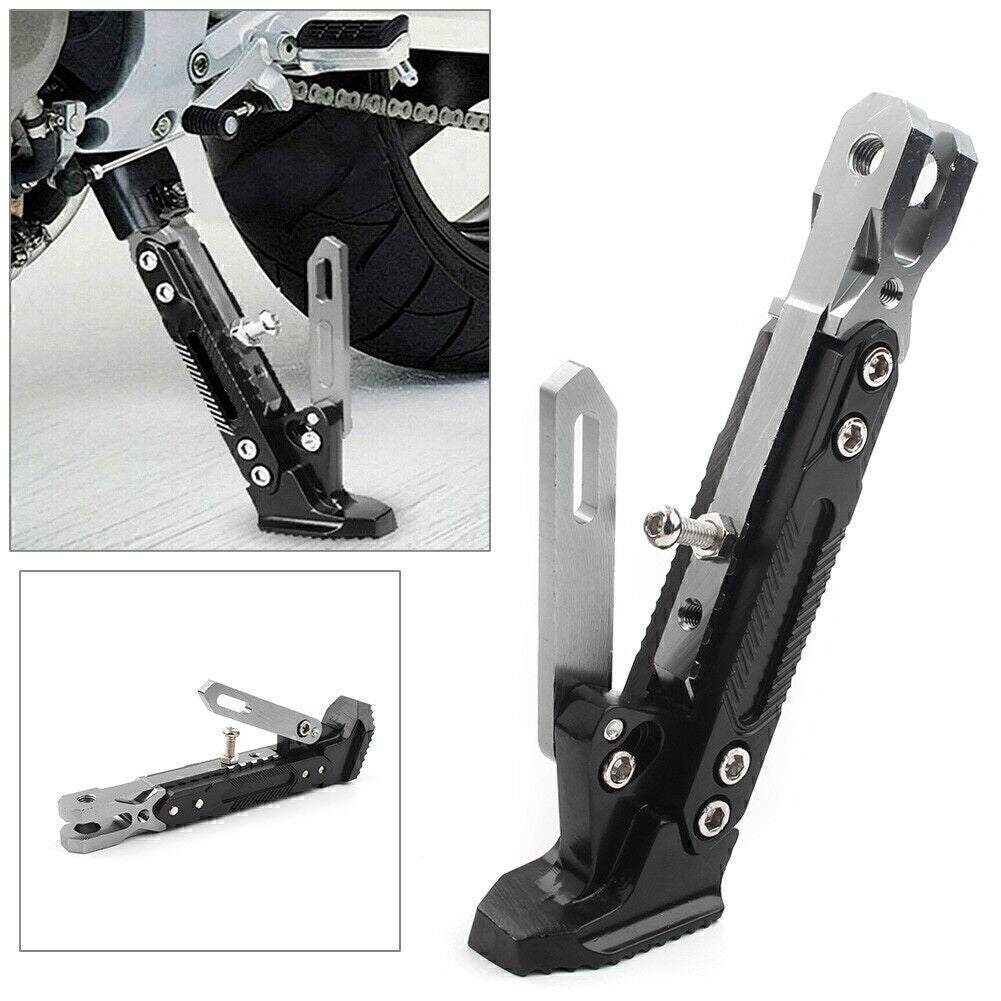 Stainless Steel Motorcycle Non-slip Adjustable Kickstand Foot Side Support Stand