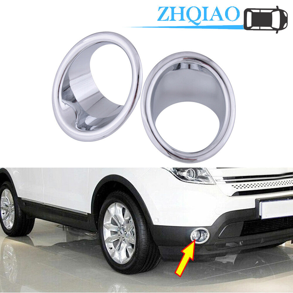 Chrome ABS Car Front Fog Light Lamp Cover Trim 2pcs Fits for Ford Explorer 2011-2015