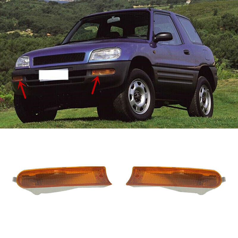 Amber Lens Front Bumper Fog Light Lamp Housing L+R Fit for Toyota RAV4 1995-1997