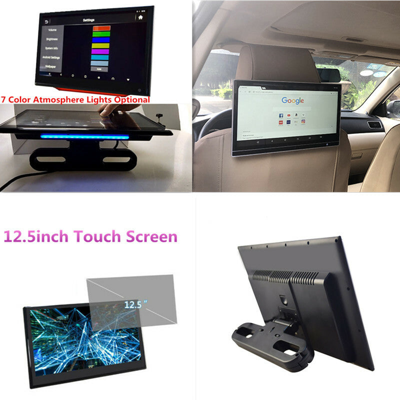 1Pc 12.5in External Car Headrest Android Monitor DVD Player Display Screen Touch
