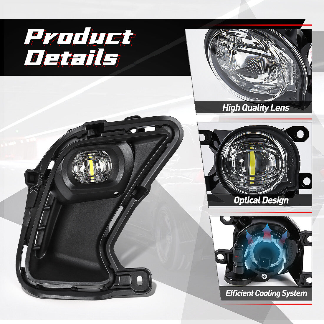 LED White Fog Light Kit Switch Bezel Wire For 2024-2025 Grand Highlander n