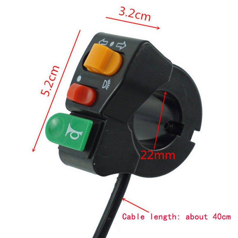 7/8 inch motorcycle/scooter handlebar switches for horn, headlight, and turn signals. n