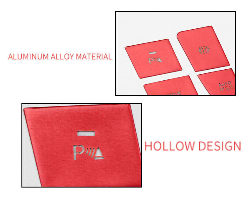 for Hyundai for Elantra 2021-2023 Red Aluminum Car Hand Brake Lever Button Sticker n