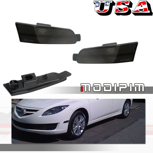 LH and right-hand smoked black lens front marker reflector kit for Mazda 6 from 2009 to 2013- v