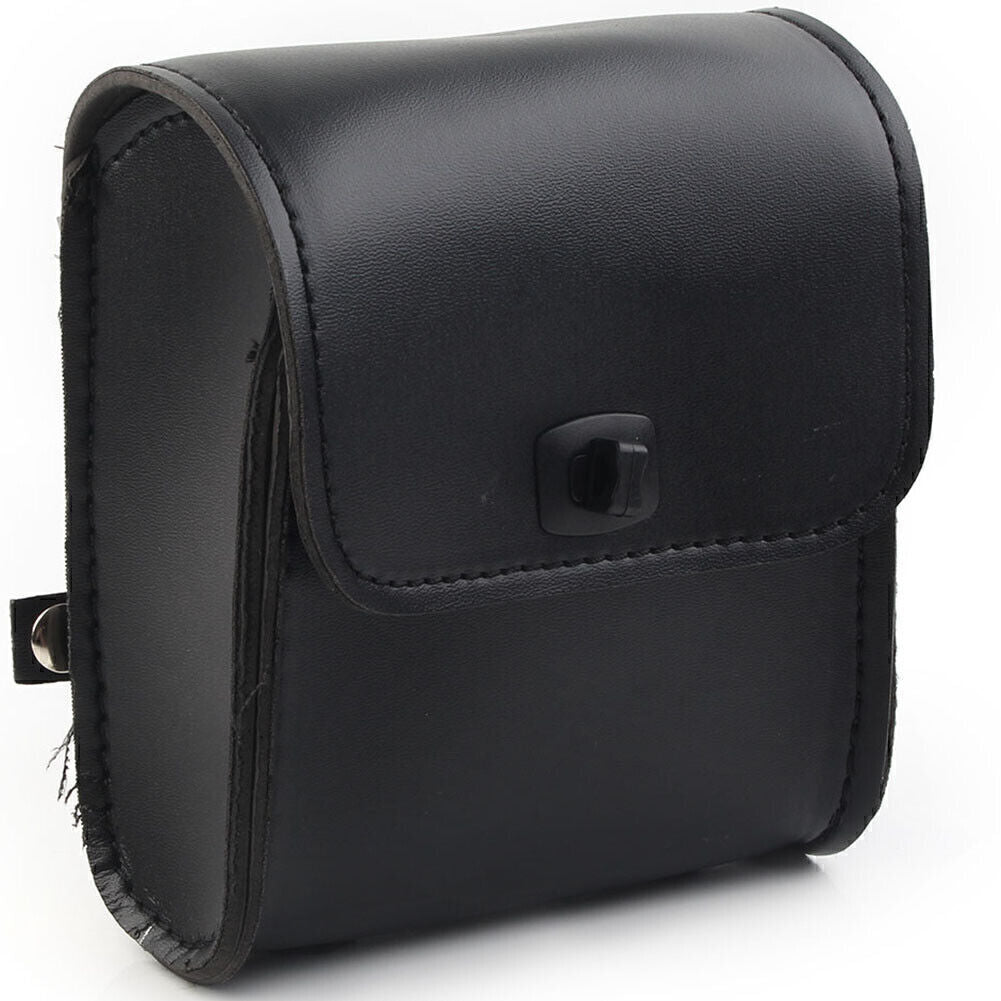1x Motorcycle Saddle Luggage Pu Leather Side Tool Bag Storage Universal Black Q