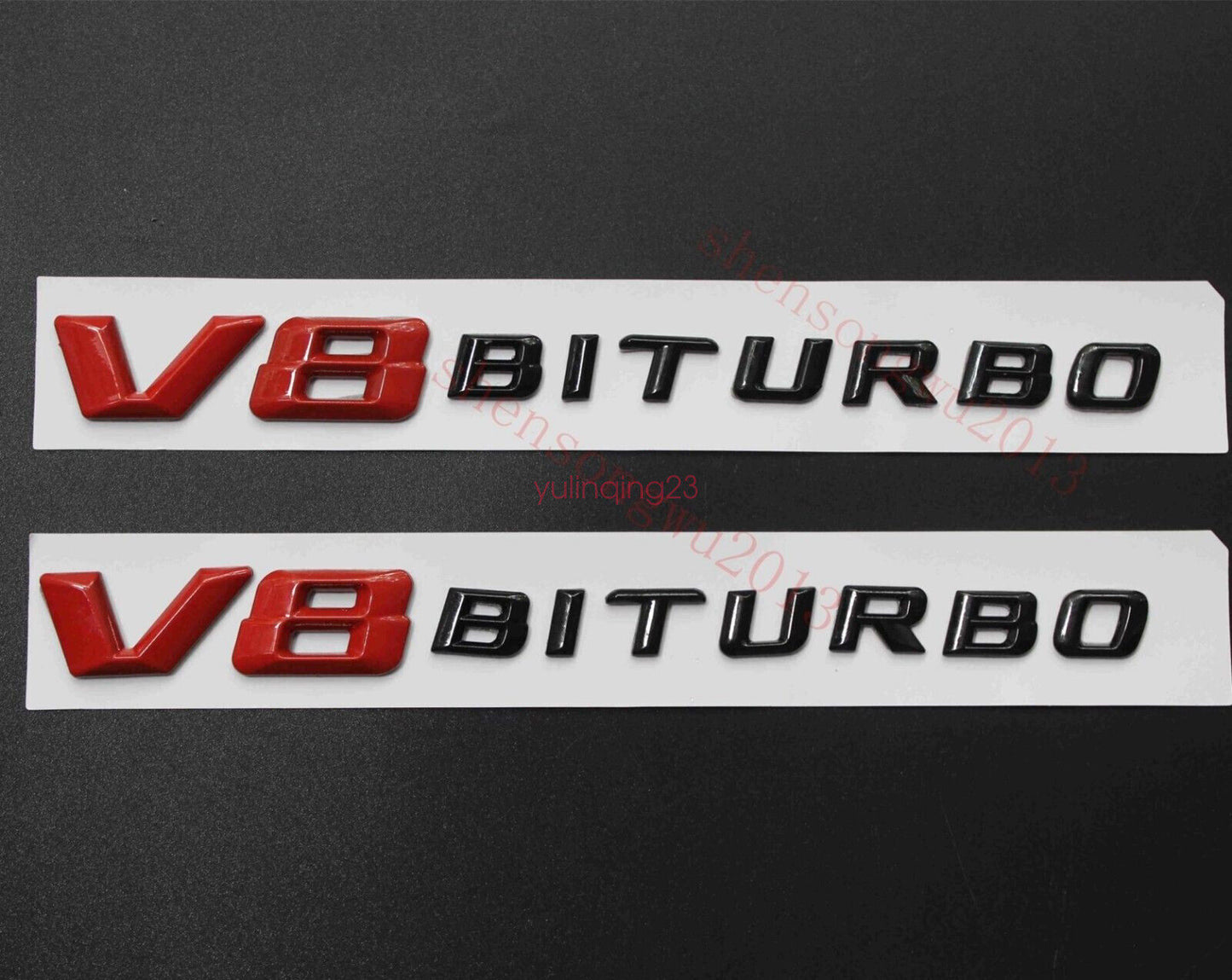 Red Black V8 BITURBO Number Letters Trunk Emblem Badge Sticker for AMG NEW