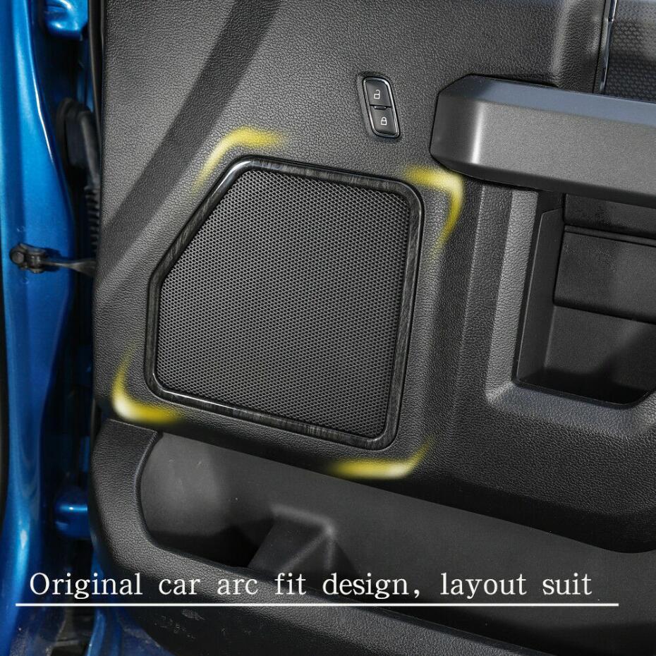 For 15-20  for ford  F150 Black Wood Grain Front&Rear Door Speaker Cover Frame Trim 4P
