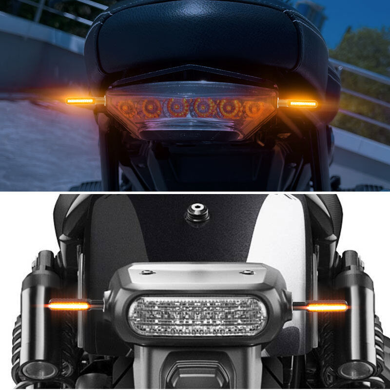 4x Sequential Flowing LED Motorcycle Turn Signals Indicator Light Blinker Amber