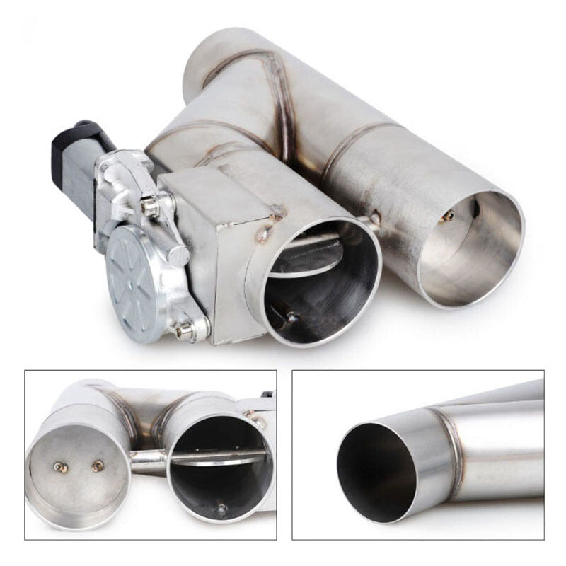 3'' Double Electric Exhaust Y Pipe Dual Control Valve Kit Remote Switch Q