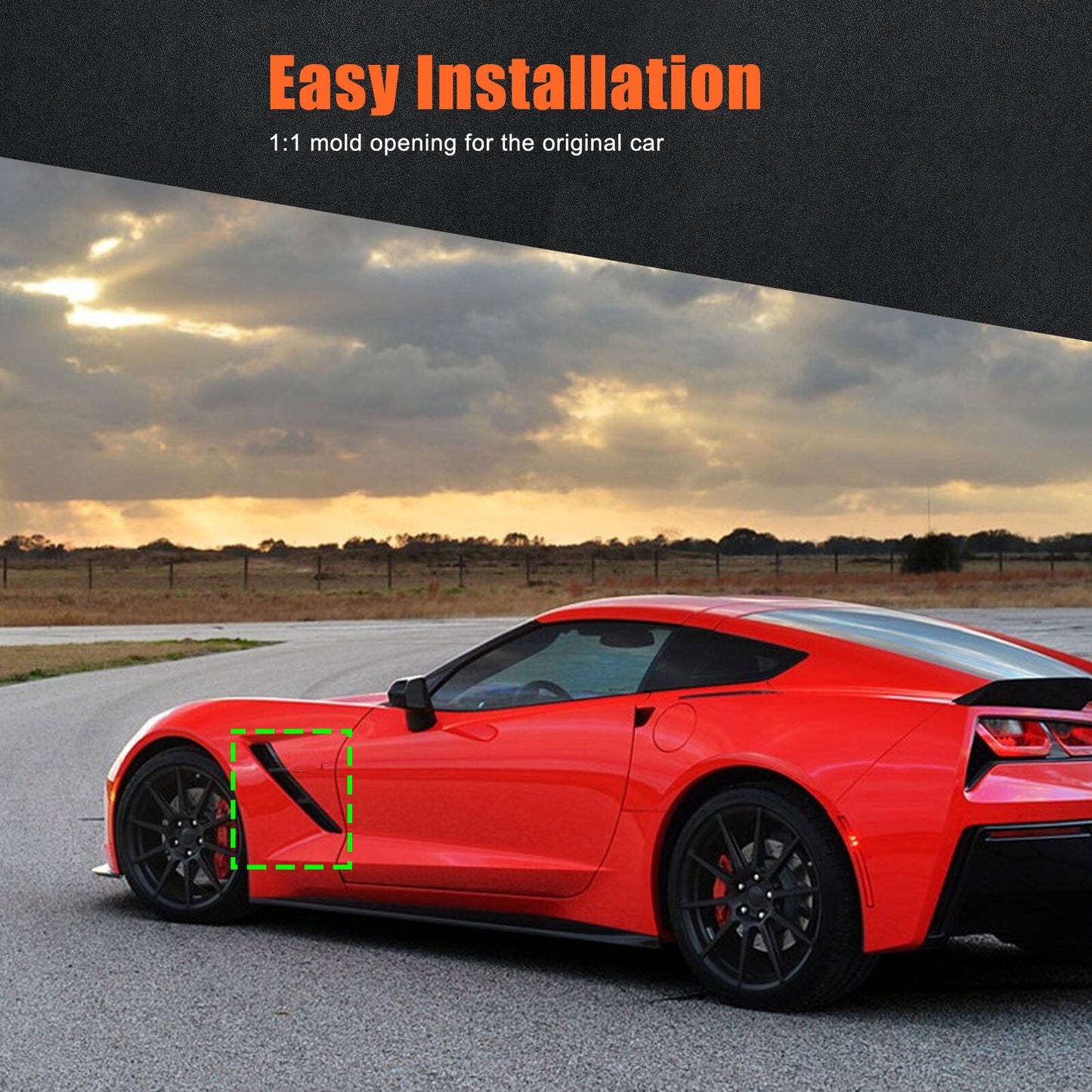 Red fender and side vent trim covers suitable for Chevrolet for Corvette C7 2014-2019 2X