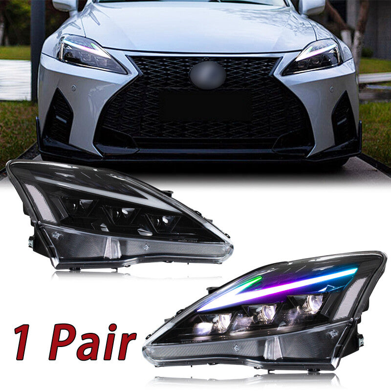for Lexus IS250 IS350 ISF 2006 - 2013 Animated LED RGB Headlights