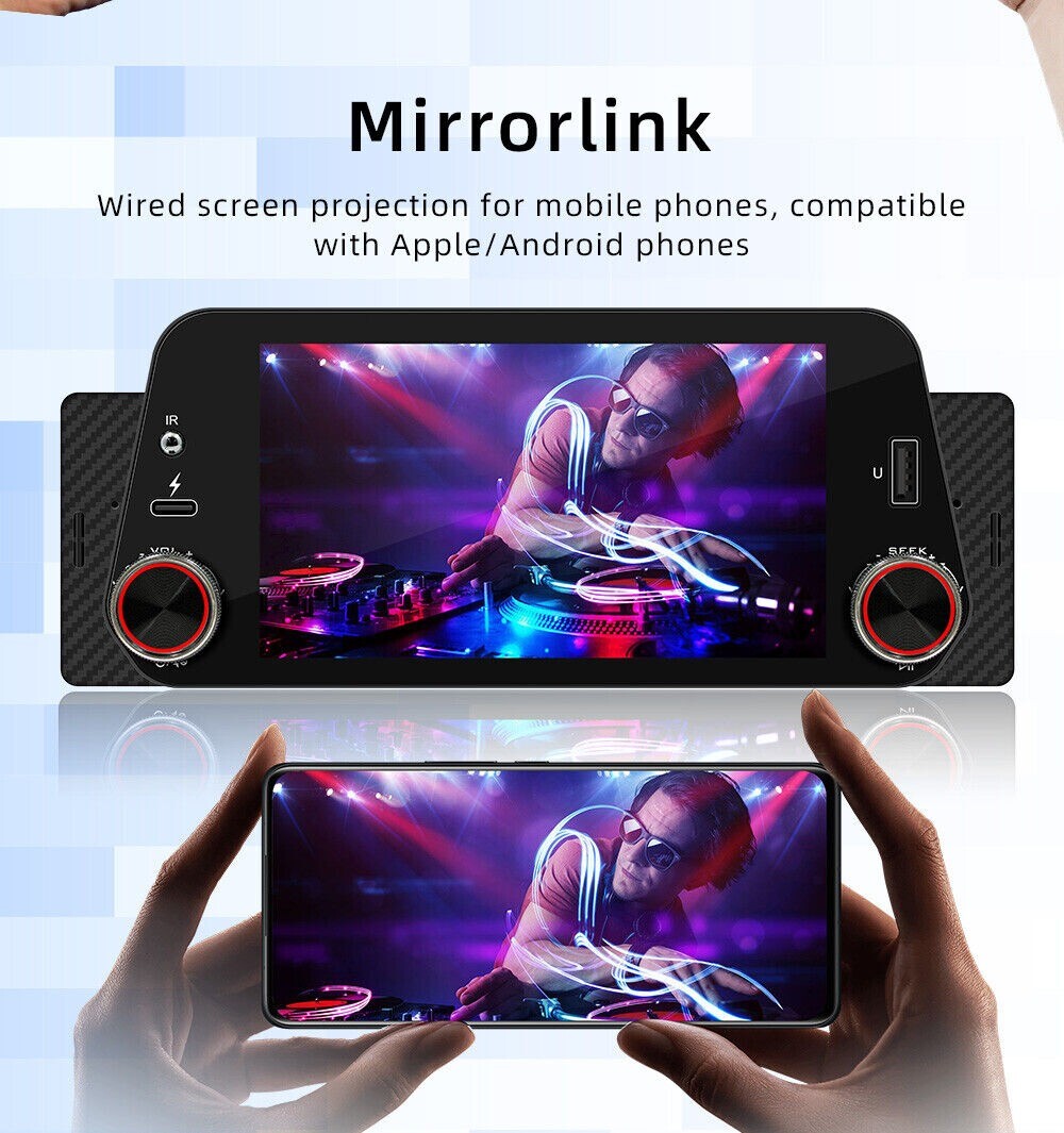 1x Single-Din Car Stereo Radio Bluetooth CarPlay Mirror Hands- Rear Camera n