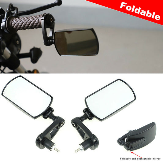 Foldable black aluminum alloy motorcycle and bicycle rearview side mirrors n