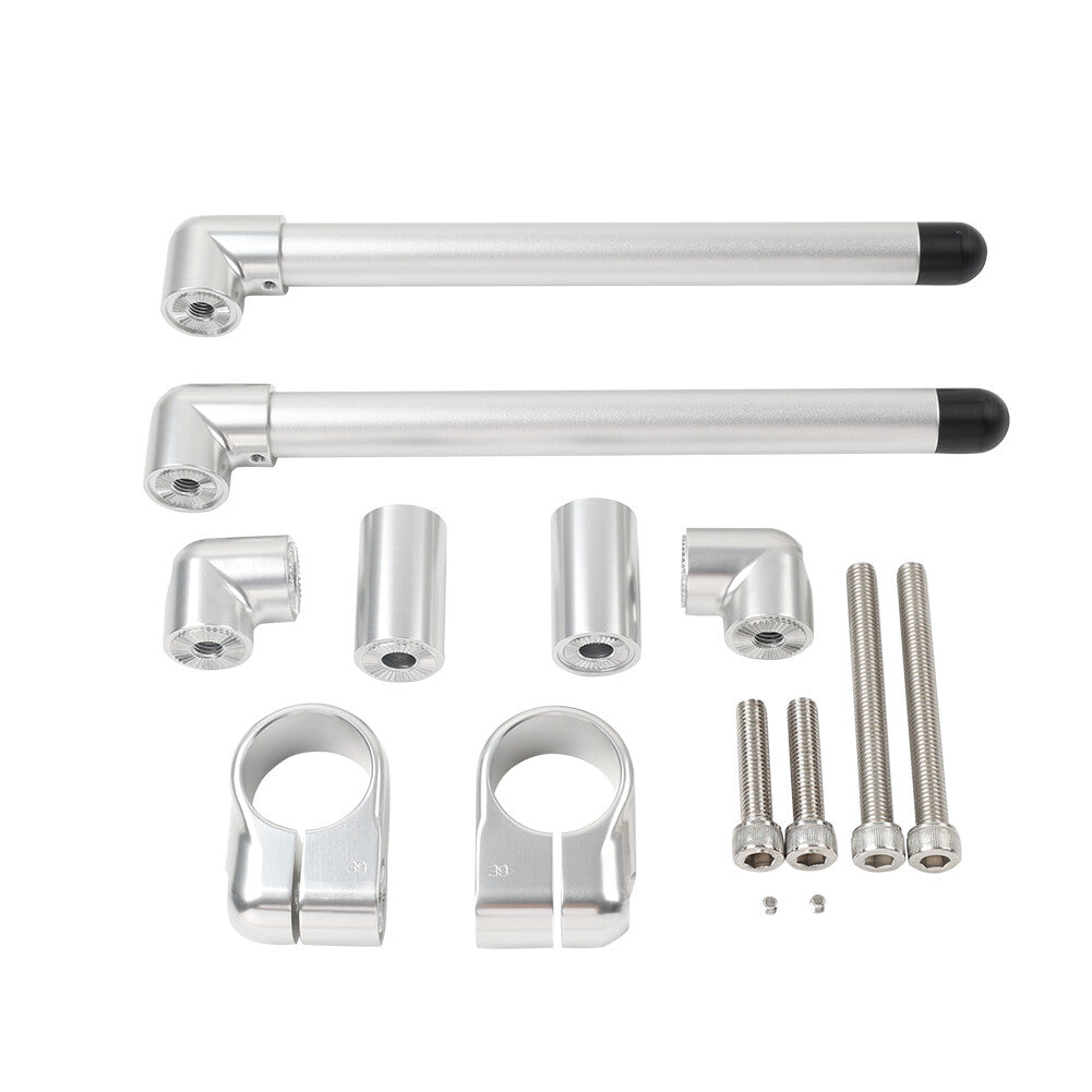39MM Cafe Racer Bars 7/8 Universal Clip-On Handlebar Fork Tube Silver