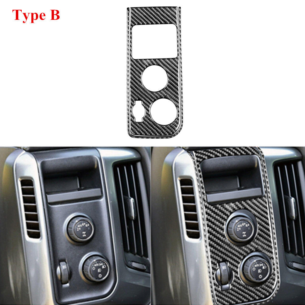 Carbon Fiber Dim Light Control Cover Trim For Silverado for GMC for SIERRA 2014-2018 B