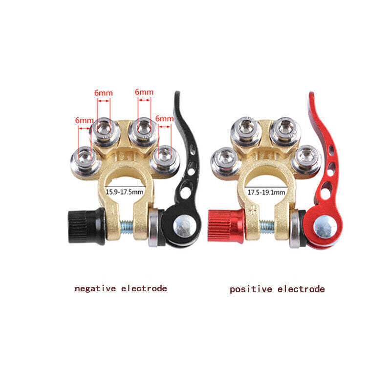 2-Piece Pack of Copper Universal Battery Terminal Connectors for Cars, SUVs, and Trucks - Disconnect Switch n